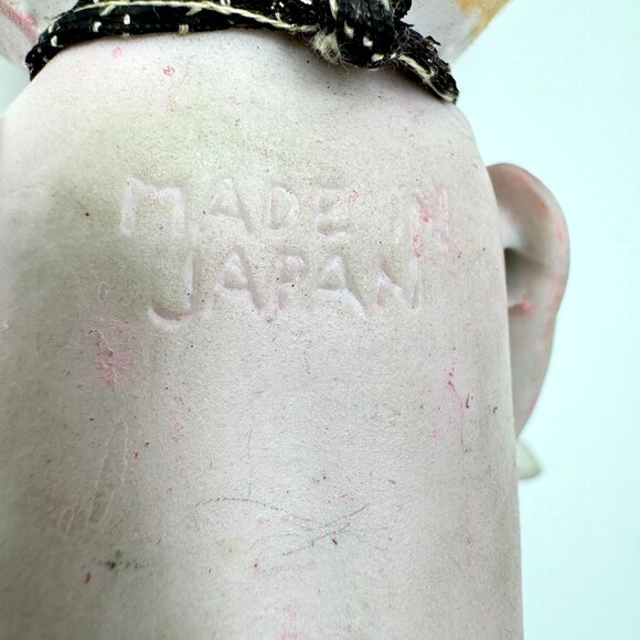 Bisque Vtg Porcelain Doll Pink Bow & Painted Face Made In Japan 6 Inches - Picture 3 of 11